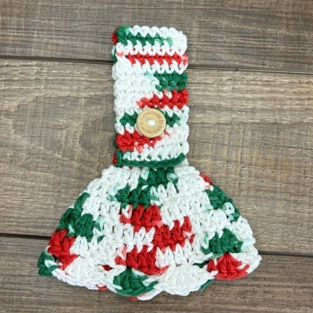 Kitchen‎ Tea Hand Towel Topper Holder Christmas Holiday Cotton Crochet by Seller